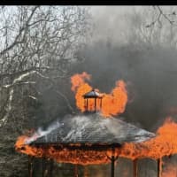 Gazebo Engulfed In Flames: High Bridge FD