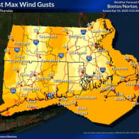 <p>The above map shows forecasted wind gusts in the state through Thursday, April 4. Areas with more powerful predicted gusts are depicted in dark orange.</p>