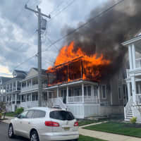 <p>A house fire on Simpson Avenue in Ocean City, NJ, on Monday, Apr. 15, 2024.</p>