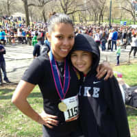 <p>Natalie Joan Molina and her son, Stefan, after she finished running her first half-marathon in New York City. He now trains regularly and competes in local 5K races.</p>