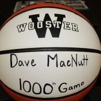 <p>The ball for Dave MacNutt&#x27;s 1,000th game as coach.</p>
