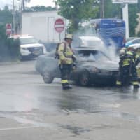 <p>A car burst into flames on Route 59 in Monsey.</p>