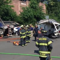 <p>At the scene of Tuesday&#x27;s crash on Route 280 in West Orange.</p>