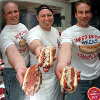 <p>Owners of Fairfield&#x27;s Super Duper Weenie show off their wares.</p>