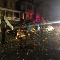 <p>A tree came down on West 4th Street in Bayonne during a storm early Friday</p>