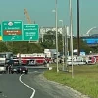 <p>Traffic was tied up following the crash.</p>