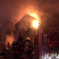 <p>Fire crews battled a blaze on Oakley Avenue in Elmont.</p>