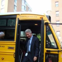 <p>Superintendent of White Plains School District Dr. Paul Fried rode a bus with elementary kids on the first day of school. </p>