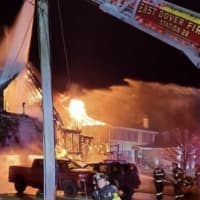 <p>Flames engulfed the Toms River home.</p>