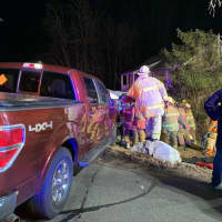 <p>A pickup truck involved in the crash.</p>