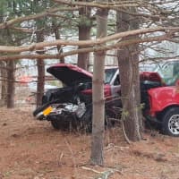<p>Four people received minor injuries during a three-vehicle crash.</p>