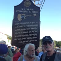 <p>Former E Street drummer Vinny &quot;Mad Dog&quot; Lopez on the right was at the unveiling.</p>