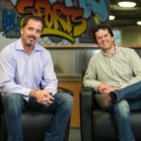 <p>Founders Kevin Plein and Darin Feldman at their new 25,000-square-foot A-Game Sports facility in New Rochelle.</p>
