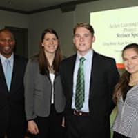 <p>Team Steiner Sports: Kelvin Joseph,  chief operating officer, Steiner Sports; Kate Brodnax; Greg Bolte; Cassandra Gill took part in Iona College’s Action Learning Program.</p>