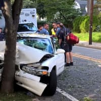 <p>A car went into a Ridgewood tree at approximately 4:15 Wednesday.</p>