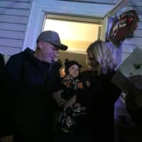<p>Tara and Ryan Walsh with baby Jackson for Fair Lawn&#x27;s &quot;Operation Santa Boone.&quot;</p>