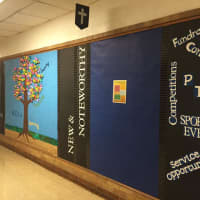 <p>The main bulletin boards that will greet students at Bergen County Christian Academy (previously Hackensack Christian School) in Hackensack.</p>