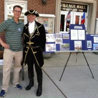 <p>Town Supervisor Andy Stewart (left) at Bastille Day last year.</p>