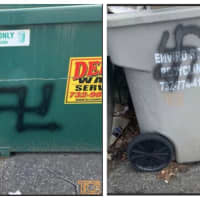 <p>Swastikas painted on dumpsters, trash cans and utility poles at a Central Jersey business.</p>