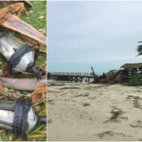 <p>Hurricane Irma tore through beach cabanas and destroyed light posts completely in Turks and Caicos.</p>