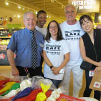 <p>Stop &amp; Shop Store Manager John Encke, and volunteers Faith Samples-Smart, Mayra Sacco, Dennis Sacco and Soojin Son.</p>
