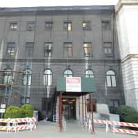 <p>The Bergen County Courthouse has been wrapped with safety mesh to prepare for repairs to the facade.</p>