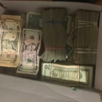 <p>Counterfeit bills recovered at the scene</p>