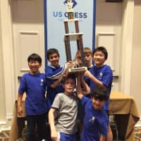 <p>Bronxville Elementary School students show off their trophy.</p>
