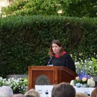 <p>Principal Ann Meyer welcomed guests and provided the opening remarks to the ceremony, which served as an opportunity to reflect on the students’ accomplishments and consider the great adventures that lie ahead.</p>
