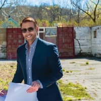 <p>Michael Bruno, of Tuxedo Hudson Co., stands at the future site of Blue Barn, a farm stand that opened in Sloatsburg last month.</p>