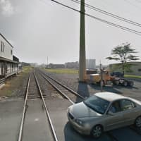 <p>A car on the train tracks in Upper Leacock Township.</p>