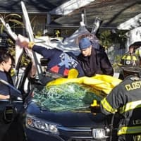 <p>Firefighters extricated the driver.</p>