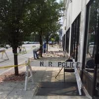 <p>Bricks fell from the roof of the Hyundai dealership on Main Street in New Rochelle on Monday.</p>