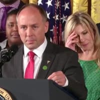 <p>Mark Barden, the father of a 7-year-old Sandy Hook victim, introduces President Barack Obama on Tuesday at the White House.</p>