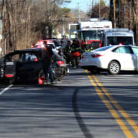 <p>A look at the crash scene on Baldwin Place Road in Mahopac.</p>
