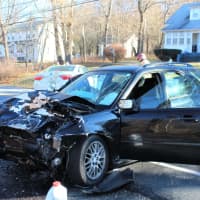 <p>A look at the front-end damage sustained by one of the vehicles involved in the crash.</p>