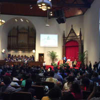 <p>Democratic Presidential hopeful Hillary Clinton at Sunday services at Grace Baptist Church in Mount Vernon.</p>