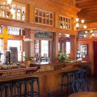 <p>The honeyed oak interior is newly restored in Chappaqua&#x27;s railroad station. It is now used as a cafe, take-out spot and jazz venue.</p>