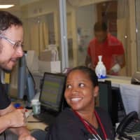 <p>PA Denise Chen works with Dr. Mark Ellis in the Emergency Department. </p>