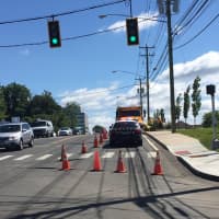 <p>A detour is set up for water main repairs on Route 1/Connecticut Avenue in Norwalk on Thursday.</p>