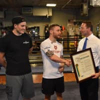 <p>County Executive Robert Astorino welcomed Carl Frampton, his trainer and his manager back in July.</p>