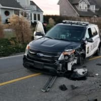 <p>A police car sustained serious damage in an incident in Westport on Tuesday.</p>