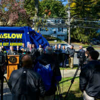 <p>Yonkers Mayor Mike Spano announcing the enforcement of Gov. Cuomo&#x27;s &quot;Slow Down to Get Around&quot; campaign.</p>