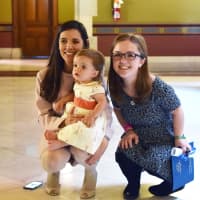 <p>Claudia Morgan, Anabella Morgan and Natalie Whitton outside of the Governor’s office, following the bill signing.</p>