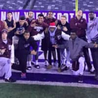 <p>Members of the Don Bosco Prep football team before its state championship win over St. Joseph Regional</p>
