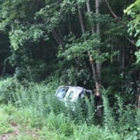 <p>One vehicle crossed over the median of Route 8, slammed into another and ended up in the woods off the highway in a serious rollover crash Thursday morning in Shelton.</p>