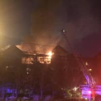 <p>Norwalk crews battle a fire at a condo complex on Richards Avenue</p>