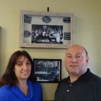 <p>Cris and Scott Meyer, owners of Meyer&#x27;s House of Sweets in Wyckoff, stand near photos of Meyer&#x27;s Luncheonette, opened in 1904 by Scott&#x27;s grandparents.</p>