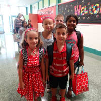 <p>Students arrive for first day of school. </p>