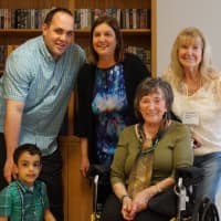 <p>Evelyn Laub, seated, with her great-great-grandson Brandon Fotovitch, far left; Brandon&#x27;s father and her great-grandson, Jason Fotovitch; her granddaughter, Laurie Fotovitch; and her daughter, Michelle Gately, far right.</p>